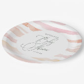 赤面の水彩画のストライブ柄のベビーシャワー ペーパープレート (アングル)