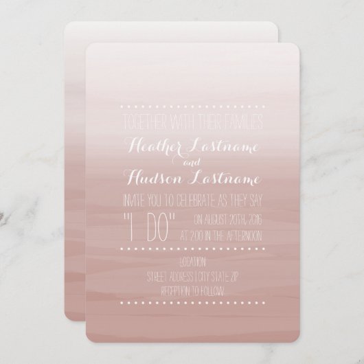 赤面の水彩画の刺激を受けたでグラデーションな結婚式 招待状 (正面/裏面)