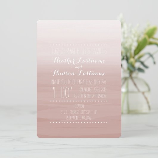 赤面の水彩画の刺激を受けたでグラデーションな結婚式 招待状 (スタンド正面)