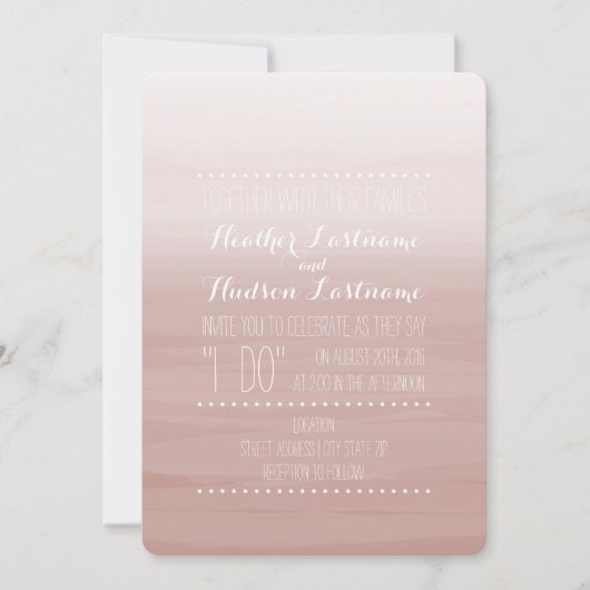 赤面の水彩画の刺激を受けたでグラデーションな結婚式 招待状 (正面)