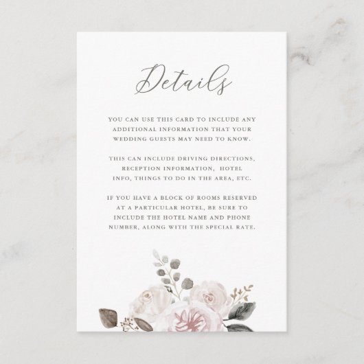 赤面の水彩画の黙した花柄|のゲストの詳細 エンクロージャーカード (正面)