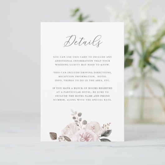 赤面の水彩画の黙した花柄|のゲストの詳細 エンクロージャーカード (スタンド正面)