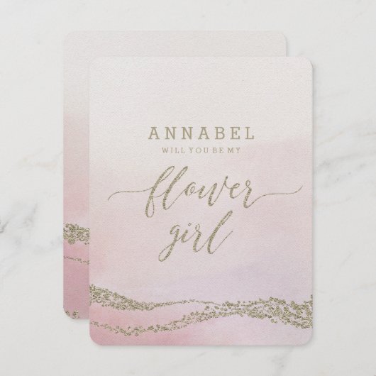 赤面の水彩私の花娘 招待状 (正面/裏面)