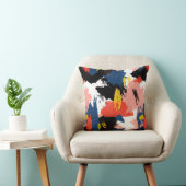 赤面の濃紺及び黒の水彩画ブラシストローク クッション (椅子)