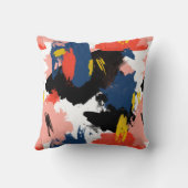 赤面の濃紺及び黒の水彩画ブラシストローク クッション (裏面)