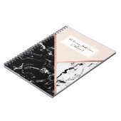 赤面の白黒の大理石のばら色の金ゴールド色のブロック ノートブック (左側)