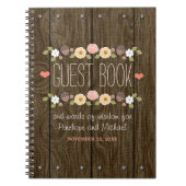 赤面の素朴な木製の秋の結婚式の来客名簿 ノートブック (正面)