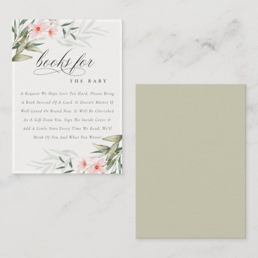 赤面の緑のフローラ本の赤ちゃんシャワー エンクロージャーカード (正面/裏面)