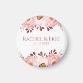 赤面の花と名前をカスタムする結婚の磁石 マグネット (正面)