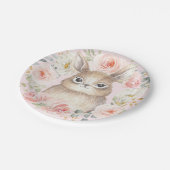 赤面の花のバニーウサギのベビーシャワーの誕生日 ペーパープレート (アングル)