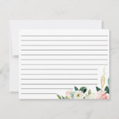 赤面の花のブライダルシャワーのレシピカード サンキューカード (裏面)