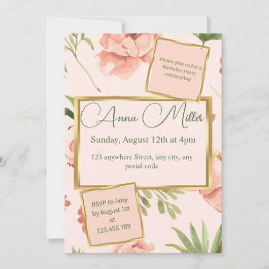 赤面の花の誕生日パーティ 招待状 (正面)