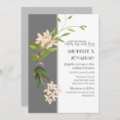 赤面の花グレーのクリスチャンの緑結婚色 招待状 (正面/裏面)