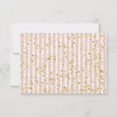 赤面の花ストライプと金ゴールド結婚式RSVP応答 出欠カード (裏面)