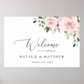 赤面の花ピンクの花ボホ結婚歓迎 ポスター (正面)