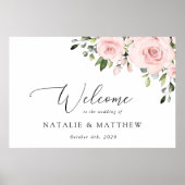 赤面の花ピンクの花ボホ結婚歓迎 ポスター (正面)