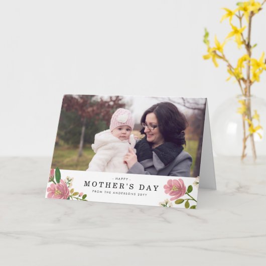 赤面の花束の母の日 カード (黄色い花)