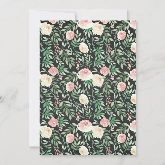 赤面の花柄は女の子のベビーシャワーの低下をつけます 招待状 (裏面)