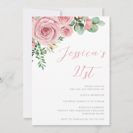 赤面の花21歳の誕生日パーティー 招待状 (正面)