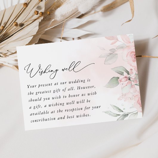 赤面の花、ピンクの花結婚々、の願い井戸 エンクロージャーカード