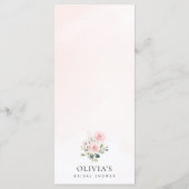 赤面の花，ピンクの花，ブライダルシャワーメニュー メニュー (裏面)