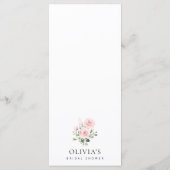 赤面の花，ピンクの花，ブライダルシャワーメニュー メニュー (裏面)