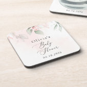 赤面の花，ピンクの花，ボホ，赤ちゃんシャワー コースター (左側)