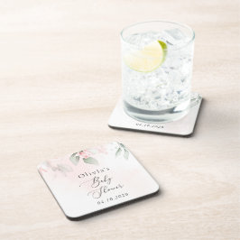 赤面の花，ピンクの花，ボホ，赤ちゃんシャワー コースター