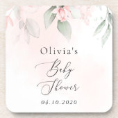 赤面の花，ピンクの花，ボホ，赤ちゃんシャワー コースター (正面)