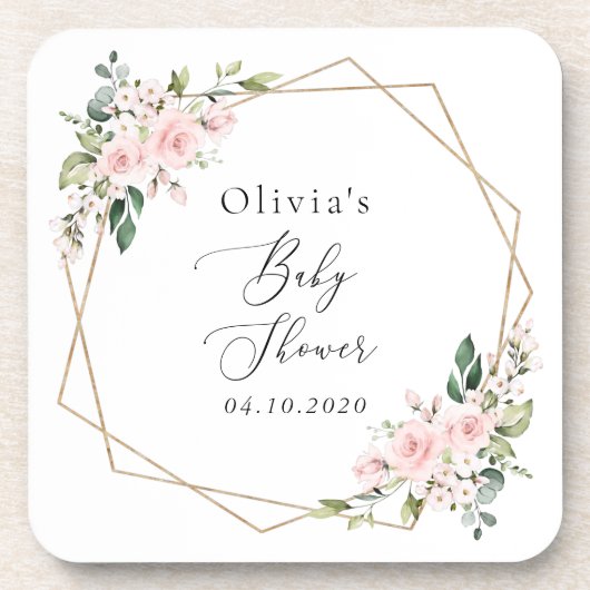赤面の花,ピンクの花,ボホ,赤ちゃんシャワー コースター (正面)