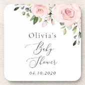 赤面の花，ピンクの花，ボホ，赤ちゃんシャワー コースター (正面)