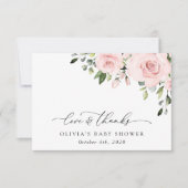 赤面の花,ピンクの花,ボホ,赤ちゃんシャワー サンキューカード (正面)