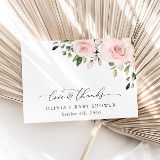 赤面の花,ピンクの花,ボホ,赤ちゃんシャワー サンキューカード
