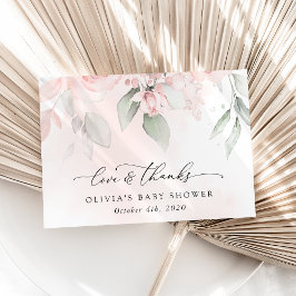 赤面の花，ピンクの花，ボホ，赤ちゃんシャワー サンキューカード