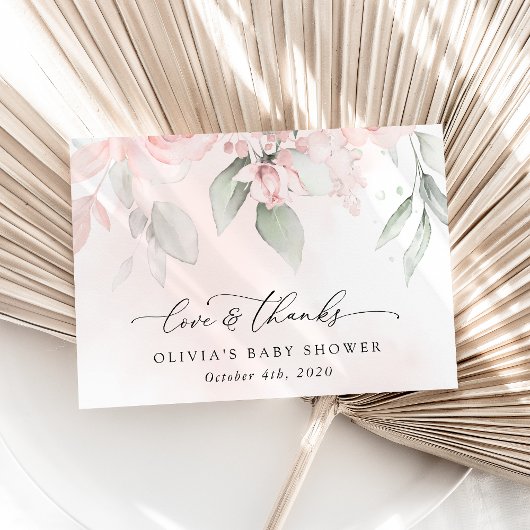 赤面の花,ピンクの花,ボホ,赤ちゃんシャワー サンキューカード