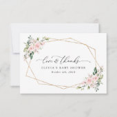 赤面の花,ピンクの花,ボホ,赤ちゃんシャワー サンキューカード (正面)