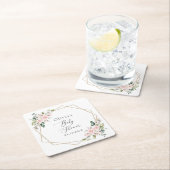 赤面の花,ピンクの花,ボホ,赤ちゃんシャワー スクエアペーパーコースター (インサイチュ)