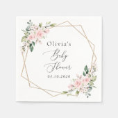 赤面の花，ピンクの花，ボホ，赤ちゃんシャワー スタンダードカクテルナプキン (正面)