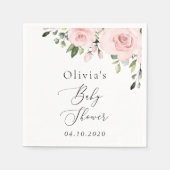 赤面の花,ピンクの花,ボホ,赤ちゃんシャワー スタンダードカクテルナプキン (正面)