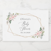 赤面の花，ピンクの花，ボホ，赤ちゃんシャワー スパークリングワインラベル (シングルラベル)