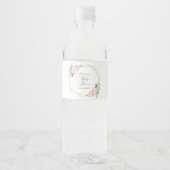 赤面の花，ピンクの花，ボホ，赤ちゃんシャワー ペットボトルラベル (正面)