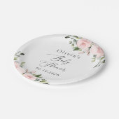 赤面の花，ピンクの花，ボホ，赤ちゃんシャワー ペーパープレート (アングル)