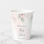 赤面の花，ピンクの花，ボホ，赤ちゃんシャワー 紙コップ (正面)