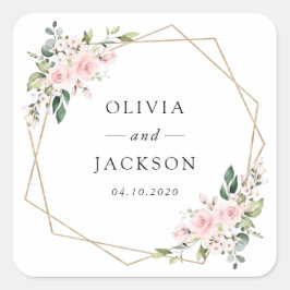 赤面の花，ピンクの花，緑結婚, s スクエアシール