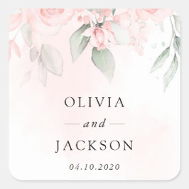 赤面の花，ピンクの花，緑結婚, s スクエアシール