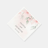 赤面の花,ピンクの花,緑結婚, s スタンダードカクテルナプキン (角)