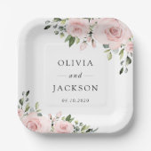 赤面の花,ピンクの花,緑結婚, s ペーパープレート (正面)