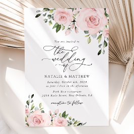 赤面の花，ピンクの花，緑結婚, s 招待状