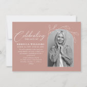 赤面の葉のお祝いライフ招待状 招待状 (正面)