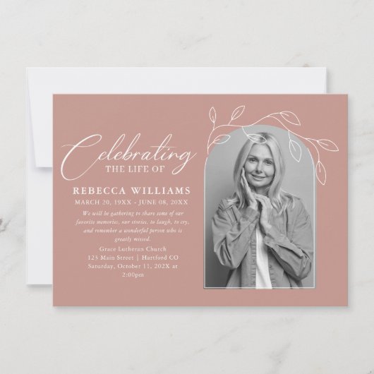 赤面の葉のお祝いライフ招待状 招待状 (正面)